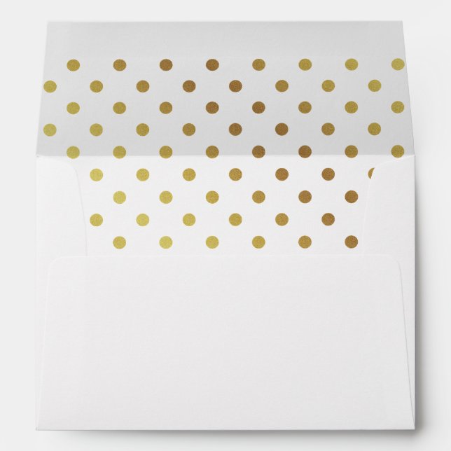 Gold and White Polka Dots Personalized Envelope (Back (Bottom))