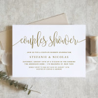 Gold and White Pretty Calligraphy Couples Shower