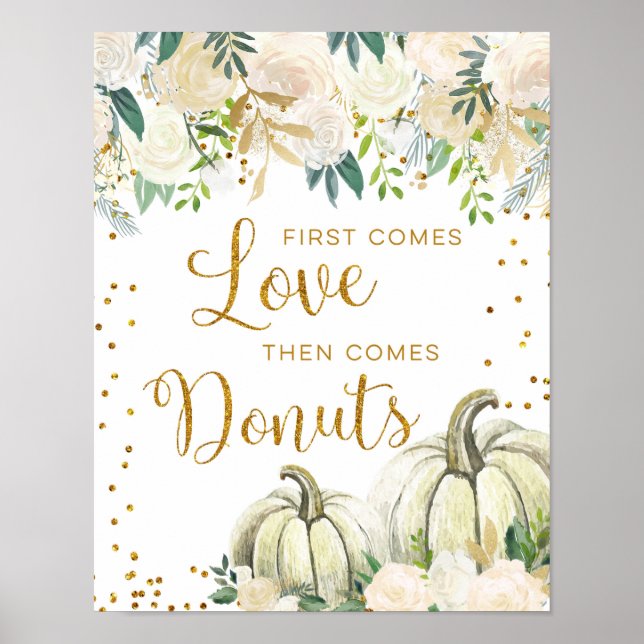 Gold and White Pumpkin Love is Sweet Sign (Front)
