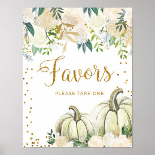 Gold and White Pumpkin Party Favours Sign