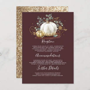 Gold and White Pumpkin Wedding Details Information Enclosure Card