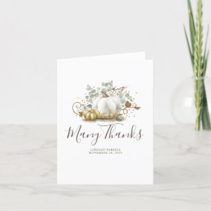 Gold and White Pumpkins Fall Baby Shower Thank You