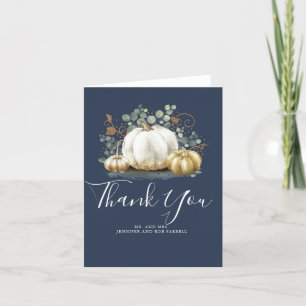 Gold and White Pumpkins Fall Wedding Thank You Card