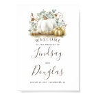 Gold and White Pumpkins Fall Wedding Welcome Sign