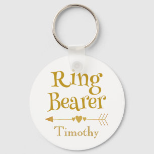 Gold and White Ring Bearer Keychain