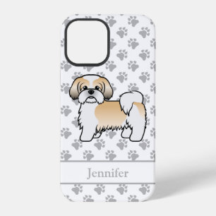 Gold And White Shih Tzu Cartoon Dog & Name iPhone 12 Pro Case