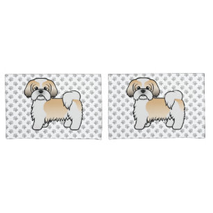 Gold And White Shih Tzu Cute Cartoon Dog Pillowcase