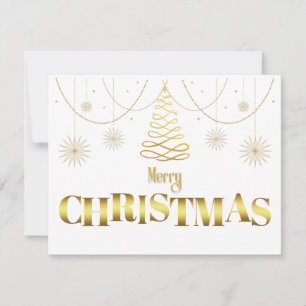 Gold and white simple sparkle Christmas Holiday Card