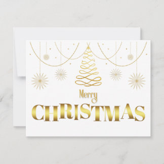 Gold and white simple sparkle Christmas Holiday Card