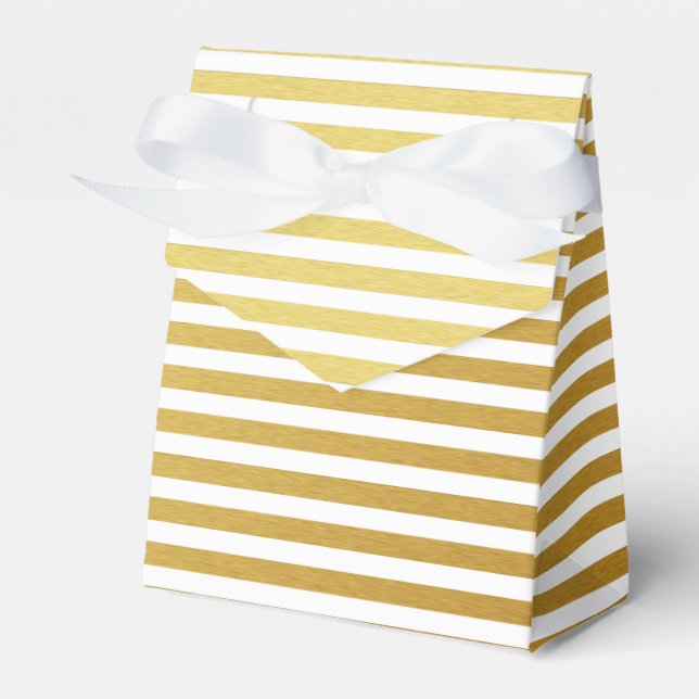 Gold and White Striped Favour Box (Front Side)