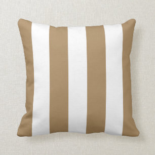 Gold and White Striped Throw Pillow