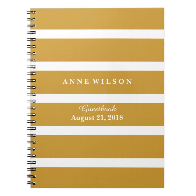 Gold and White Stripes Background Spiral Notebook (Front)
