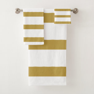 Gold and White Stripes Bath Towel Set
