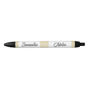 Gold and white stripes black ink pen