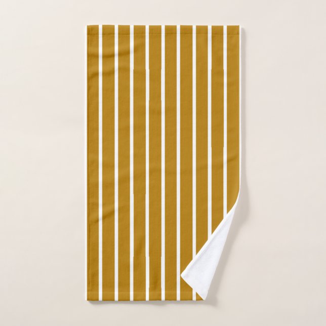 Gold and White Stripes Hand Towel (Hand Towel)