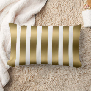Gold and White Stripes Pattern Background Lumbar Pillow