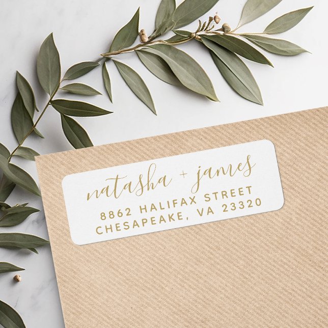 Gold and White Stylish Script Wedding Address (Creator Uploaded)