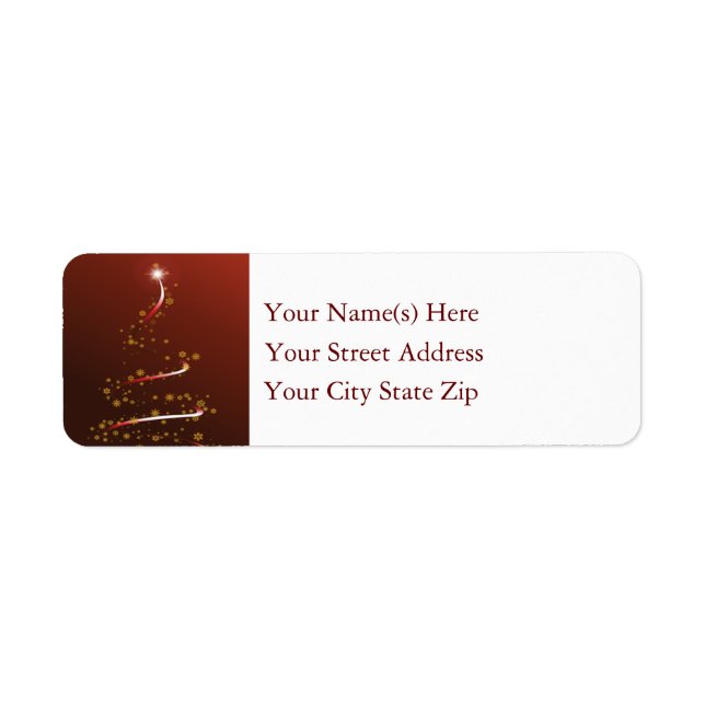 Gold and White Swirl Christmas Tree on Red (Front)