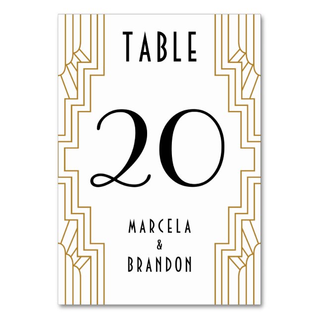 Gold and White Table Number Card (Front)