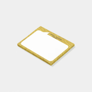 Gold and white talk bubble Custom Name Post-it Notes