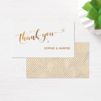 Gold and White Thank You Calligraphy w/ Hearts