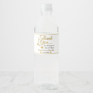 Gold And White Thank You Wedding  Party Favour Water Bottle Label