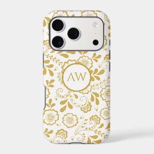 Gold and white Victorian Floral Lace Monogram
