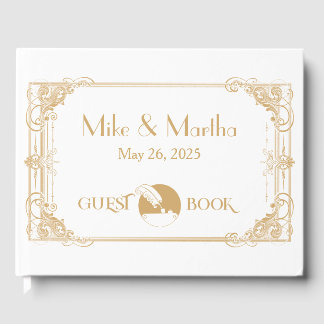 Gold And White Vintage Art Deco Guest Book