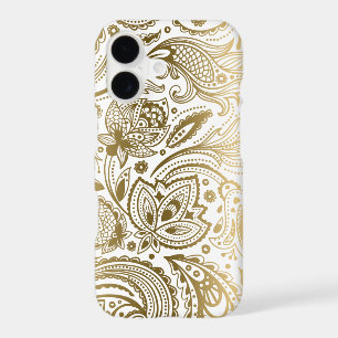 Gold And White Vintage Floral Paisley