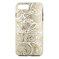 Gold And White Vintage Floral Paisley