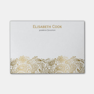 Gold And White Vintage Paisley Lace Post-it Notes