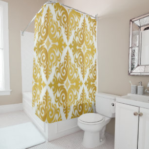 Gold and white wallpaper damask
