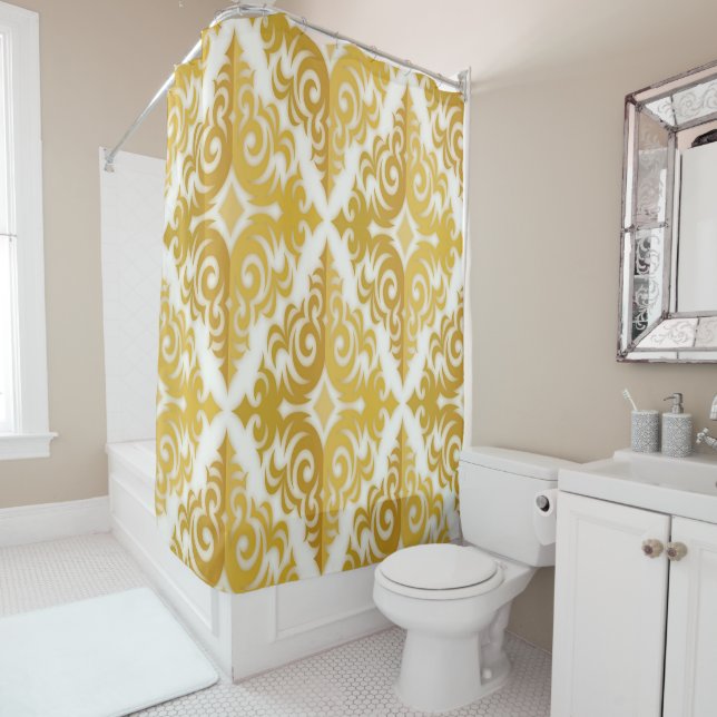 Gold and white wallpaper damask (In Situ)