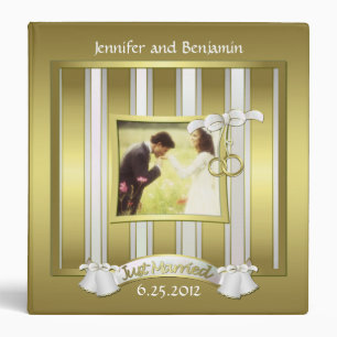 Gold and White Wedding Album Binder