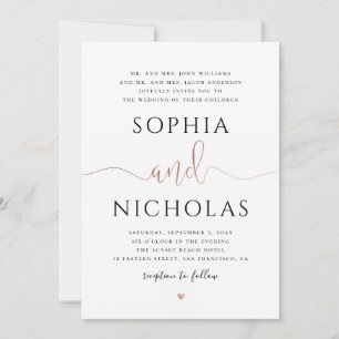 Gold and white wedding invitation. Simple invite
