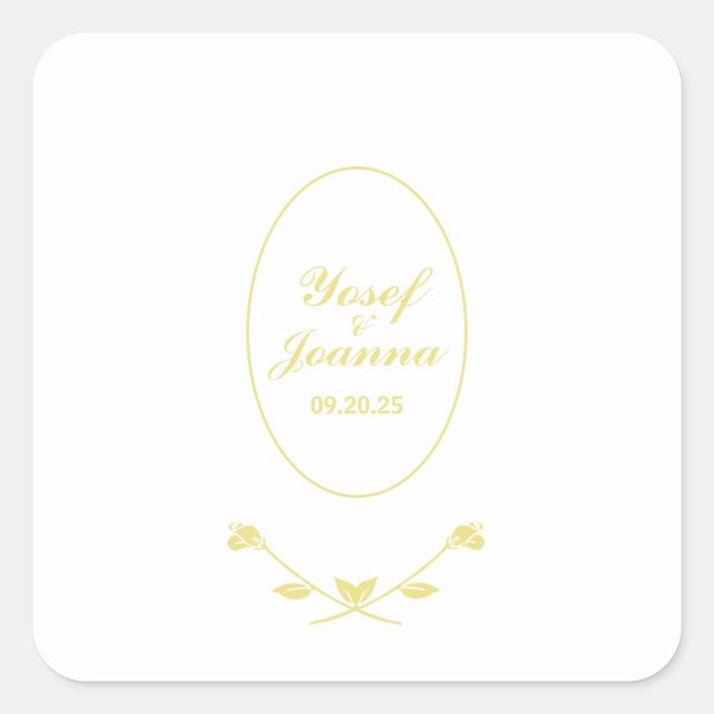 Gold and White Wedding Stickers (Front)