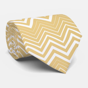 Gold And White Zigzag Chevron Tie