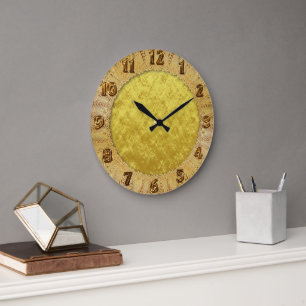 Gold and yellow foil plated abstract design large clock