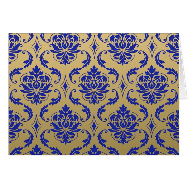 Gold and Zaffre Blue Classic Damask (Front Horizontal)