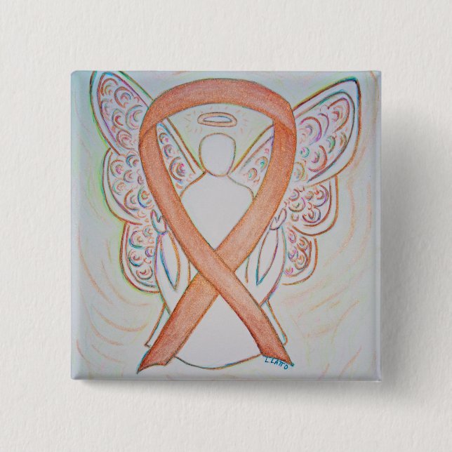 Gold Angel Awareness Ribbon Custom Art Pins (Front)