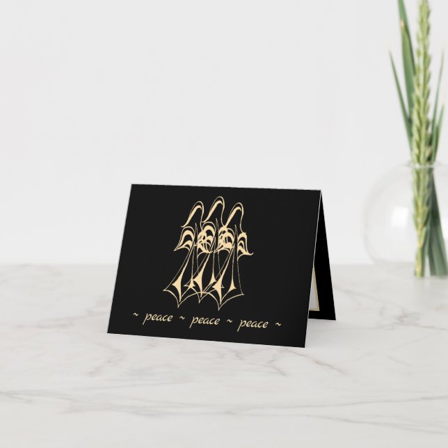Gold Angel on Black Peace Holiday Card (Front)