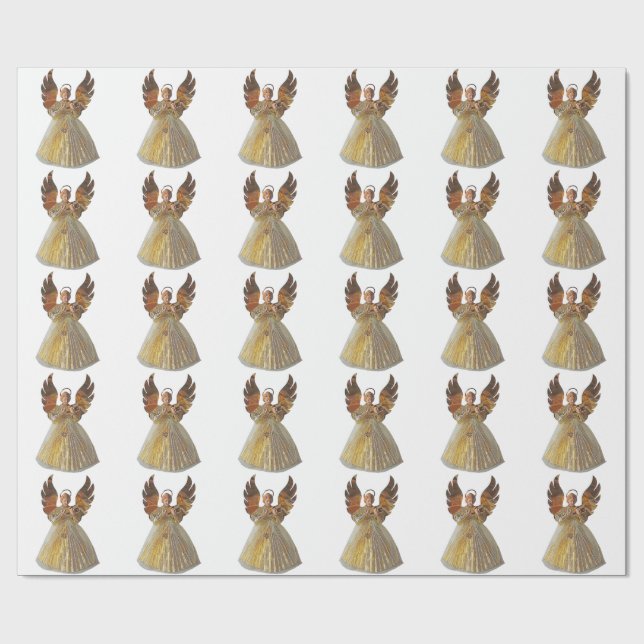 Gold Angel White Wrapping Paper (Flat)