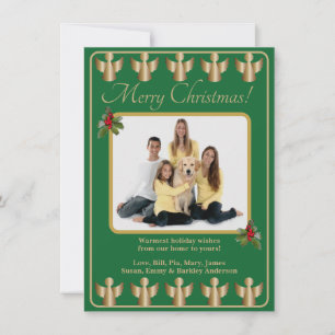 Gold Angels Christmas Photo Holiday Card