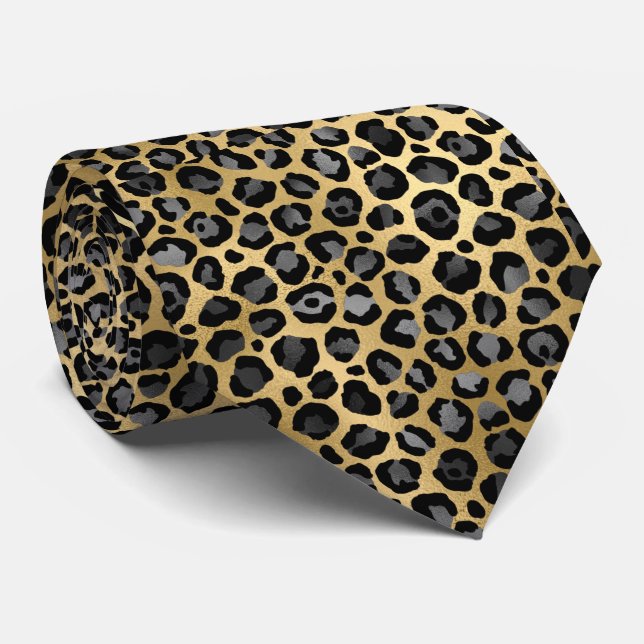 GOLD ANIMAL PATTERN MENS TIE (Rolled)