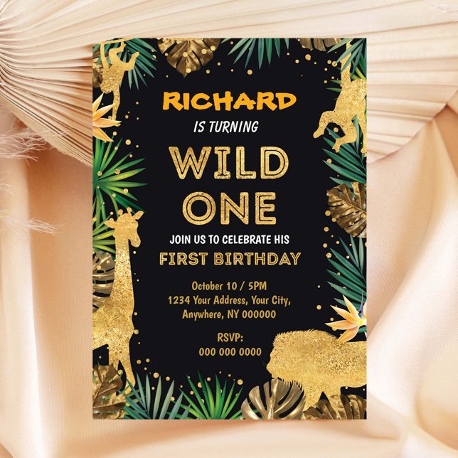Gold Animal Wild One Birthday Invitation (Creator Uploaded)