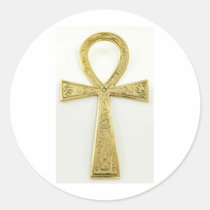Gold Ankh Classic Round Sticker