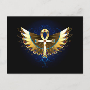 Gold Ankh with Wings Announcement Postcard