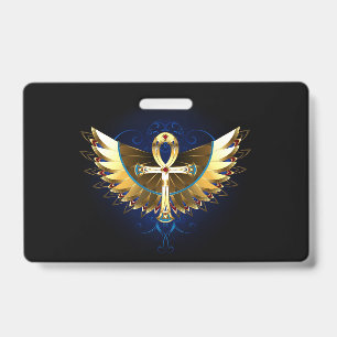 Gold Ankh with Wings Badge