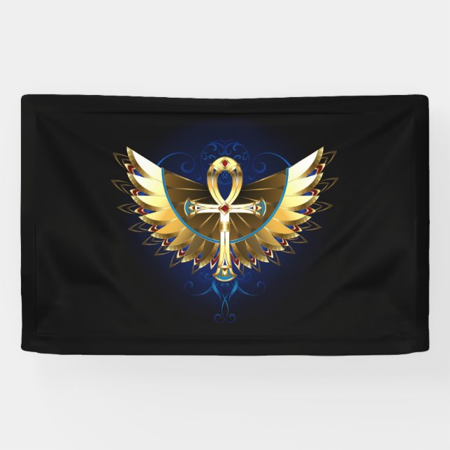 Gold Ankh with Wings Banner (Horizontal)