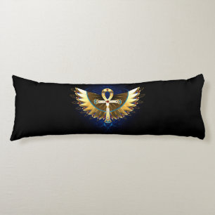 Gold Ankh with Wings Body Pillow